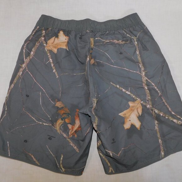 Mossy Oak Mens L Gray Brown leaves lined Board Shorts Swim Trunks Bathing suit - Picture 7 of 9